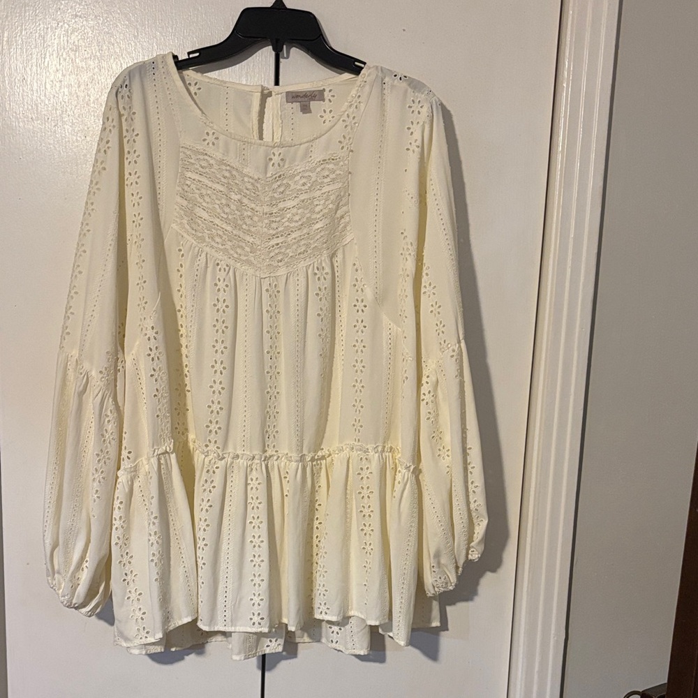 Wonderly Cream Eyelet Blouse